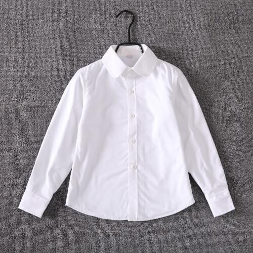 Girls White Shirts Long Sleeve Peter Pan Collar Blouse 8 10 12 14 years Teen Girls School Clothing