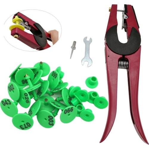100pcs Ear Tag And Applicator No 001~100 Dia 30mm Anti Dropping Round Animal Ear Tag Pigs Sheep Goats Ear Marks Ear Tag Plier