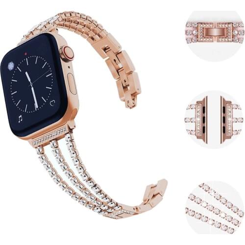 Bling Diamond Jewelry Strap For Apple Watch Series 1 2 3 4 5 Band Stainless Steel Metal Bracelet For iWatch 38/40mm 42/44mm Band