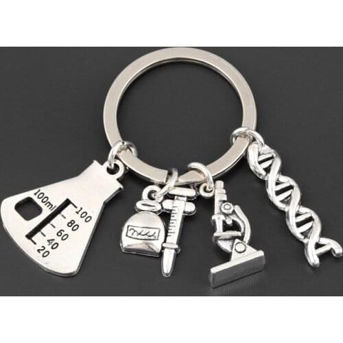 1Pc Chemical Molecular DNA Microscope Keychain Microscope Experiment Equipment Keyring For Student Gift Jewelry Handcraft E2699