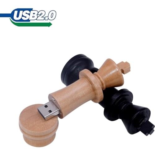 Wooden Chess Pen Drive King Usb Flash Drive Wood Memory Stick 4GB 8GB 16GB 32GB 64GB 128GB Real capacity Chessman U Stick Gift