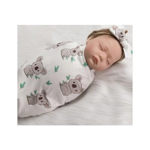 Newborn Photography Prop Baby Blankets Printed Newborn Infant Baby Boys Girls Sleeping Swaddle Muslin Wrap +Headband 2PCS