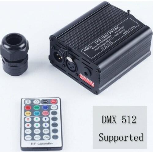DMX512/1990 16W RGBW LED Fiber Optic Engine Driver 28keys RF Remote Light source F/Car Star ceiling DIY decor