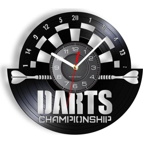 Darts Game Pub Vinyl LP Record Wall Clock Man Cave Game Room Decorative Retro LED Wall Watch Dart Board Bar Night Club Wall Sign
