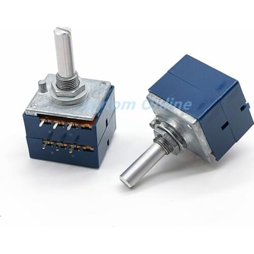 Double Volume Potentiometer ALPS RK27 10KA 20KA 50KA 100KA 250KAx2 Dual Unit 6Pins Round Handle Rotary Switch