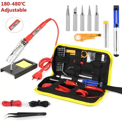 Electric Soldering Iron With Regulator Kits 80W 220V 110V LCD Adjustable Temperature Solder Station Tips Welding Rework Tools