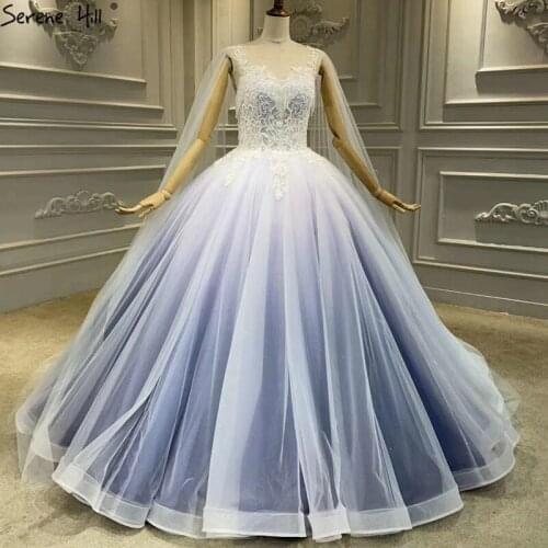 Gradients Color With Cap Sleeves Wedding Dresses 2021 O-Neck Beading Tassel High-end ridal Gowns HA2407 Custom Made