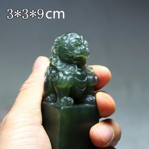 Art supply Shoushan stone collection calligraphy painting leisure signet exquisite dark green Alpine frozen stone material seal