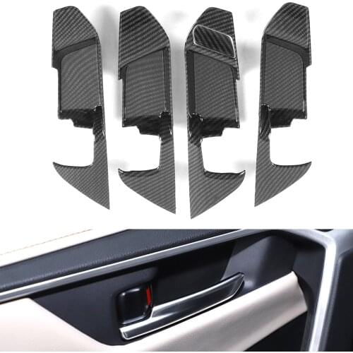 Carbon Look for Toyota rav4 xa50 2019 2020 Interior Accessories Inner Door Handle Bowl Frame Trim Cover Sticker Decoration