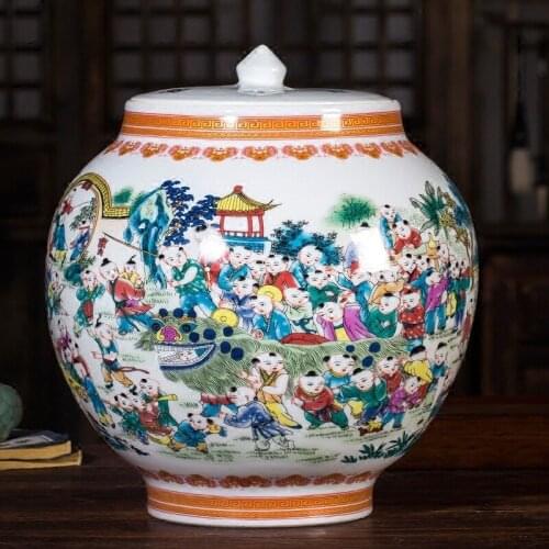 Jingdezhen Ceramic Vase Ornaments Antique Chinese Hundred Pictures Classical Home Living Room Decoration Wedding Crafts