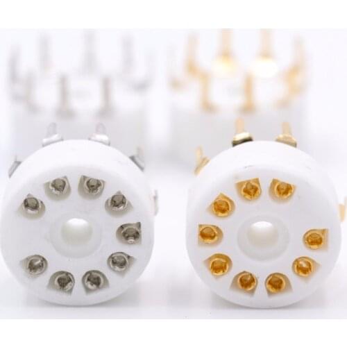 Ceramic 9pin B9A PCB MOUNT Tube Socket FOR 12AX7 EL84 12AT7 12AU7 6DJ8 ECC82 EF86 ect Hifi Audio Vintage AMP DIY 10PCS
