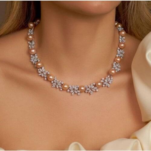 AccKing 2pcs Bridal Zirconia Full Jewelry Sets For Women Party, Luxury Dubai Nigeria CZ Crystal Wedding necklace sets