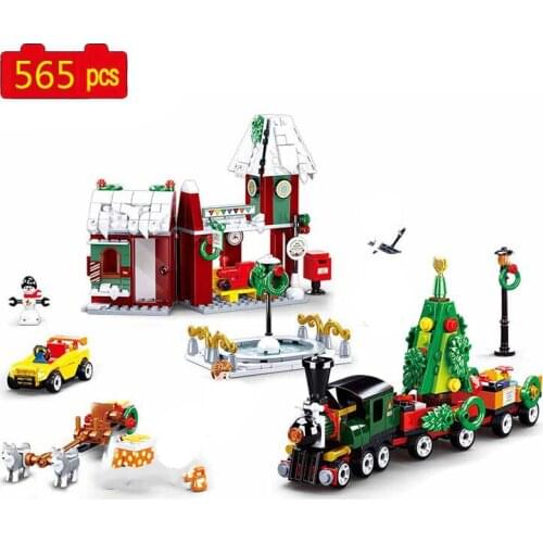 2021 City Creator Street View Series City Christmas Square Festival train Building Blocks Bricks Toys Gifts
