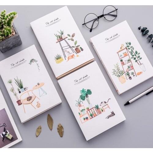 "Cat Plant Sketchbook" Big Size Drawing Notepad Kawaii Cute Diary Journal Notebook Stationery Gift Cute Agenda