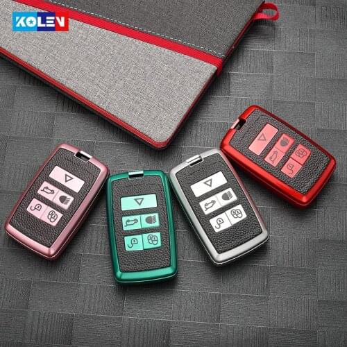 Leather + TPU Car Remote Key Cover Case For Land Rover Range Rover Discovery 5 Sport 2018 2019 For Jaguar XEL E-PACE 2019 Shell