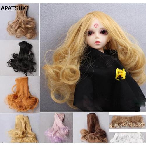 Curly DIY Doll Hair For Blythe Doll Wig For 1/3 1/4 BJD SD Doll Wavy Handmade Dolls Wig Hair 15*100CM Brown Flaxen Brown Gold