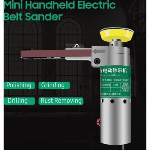 211pcs Belt Sander Kits Electric Belt Sander 100W Electric Grinder Polisher Abrasive Belt Tool 7-Speed Handheld Grinding Machine