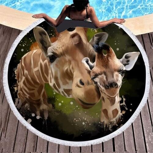 Best-selling Dinosaur Deer 3D Digital Printing Bathroom Adult Children 150cm Round Beach Towel Travel Sports Towels