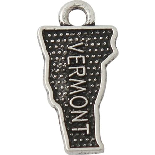 RAINXTAR Fashion Vintage American State Vermont Map Charms For Jewelry Making 9*19mm 50pcs AAC036