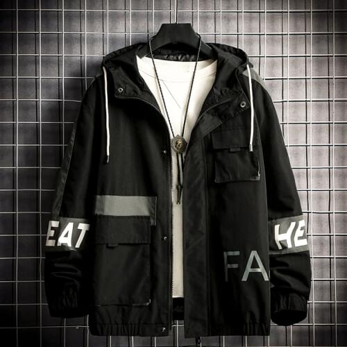 2020 spring and autumn clothes Men Jacket Size 4XL Outwear Hooded Wadded Coat Slim Parka mens hooded fashion printed jacket