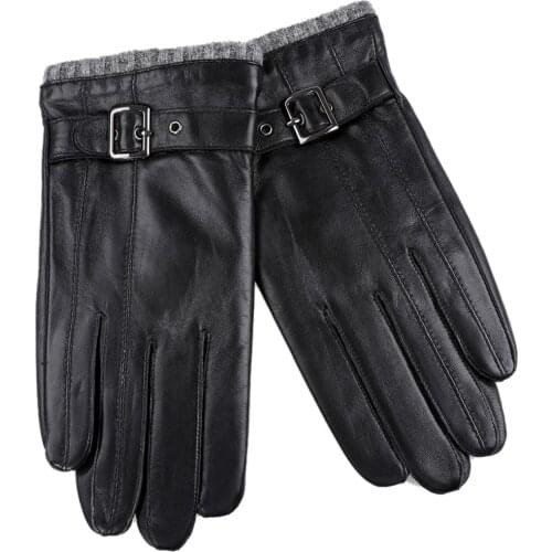 SUPPEV&STTDIO Winter Gloves Men Genuine Leather Gloves Black Brown Real Sheepskin Wool Fleece Lining Warm Driving Gloves New