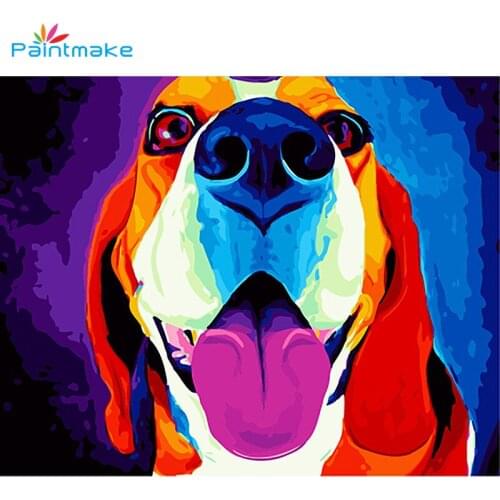 Paintmake Animal DIY Painting By Numbers Drawing Kits color Dog Oil Painting On Canvas For Home Room Decor Art Picture