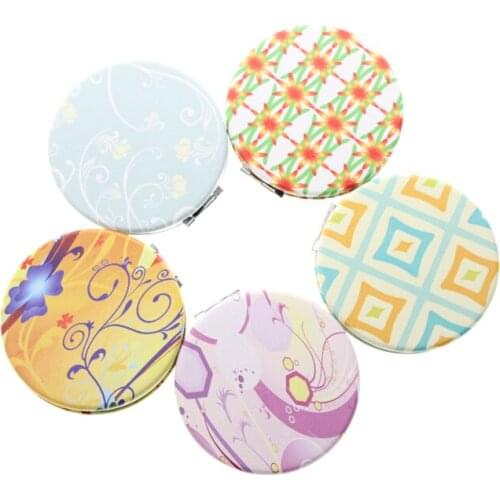 All 6cm Round 16 Different Patterns Set Double Sided Folding Porta Maquiagem Vanity Cosmetic Pocket Hand Compact Makeup Mirror