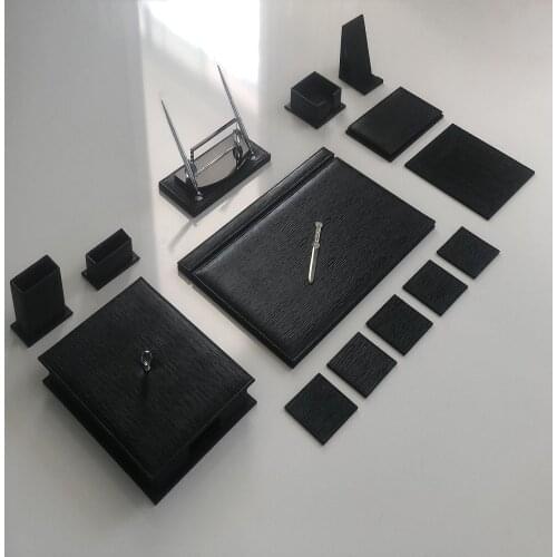 Office Desk Leather Mat Set Organizer Accessories Best Quality BLACK (Office Supplies, Office Destop Set, Desk Organizer,)