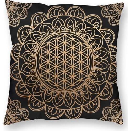 Flower Of Life Cushion Cover Two Side Printing Sacred Geometric Print Throw Pillow Case for Car Cool Pillowcase Decoration