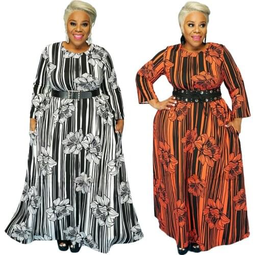 Autumn Maxi Dresses for Women Loose Long Sleeve Vintage Dress Ladies High Waist Sexy Plus Size Dress Wholesale Dropshipping