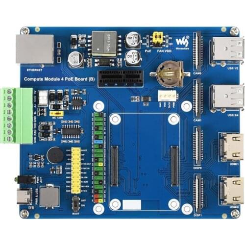 Raspberry Pi Compute Module 4 IO Board With PoE Feature (Type B), For All Variants Of CM4
