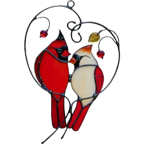 Window Hanging Decor Bird Stained Glass Window Hangings Glass Decor Flat Animal Figure Ornament Gift for Home Office Car Decor