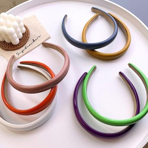 Vintage PU Leather Hairband Turban Bezel Headband Hairhoop For Women Girls Wide Hair Hoop Headwear Hair Accessories