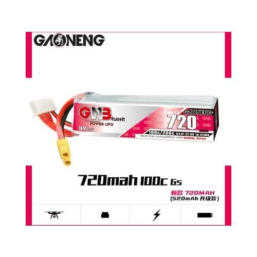 GNB 720mAh 6S 100C 22.2V HV XT30 Plug Lipo Battery Connector for RC FPV Racing Drone Tinywhoop Frame Kit Tinywhoop Spare Parts