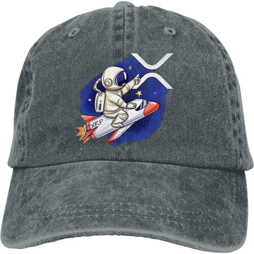 Adjustable Solid Color Baseball Cap Ripple Astronaut Washed Cotton XRP Ripple Coin Cryptocurrency Sports Woman Hat