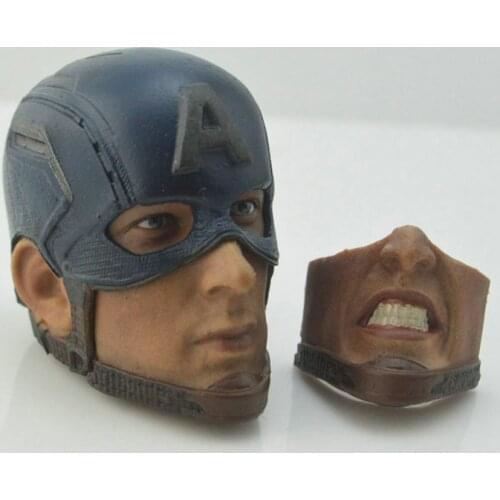 1/6 Captain Steve Rogers Head Sculpture with Changeable Face Model Fit 12" Male Action Figure in stock