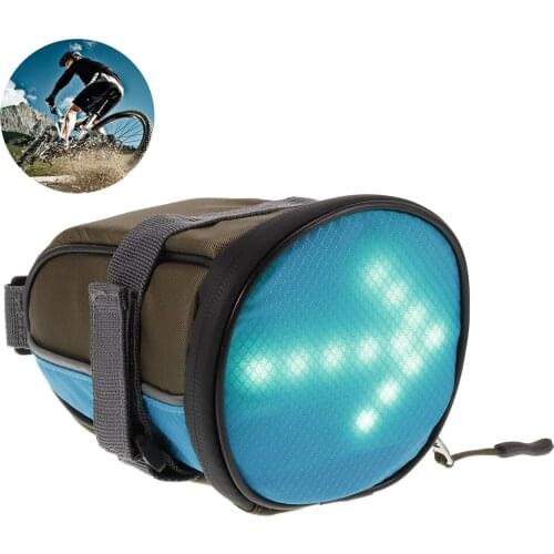 Outdoor Cycling Safety Bike Seat Bag Lightweight USB Rechargeable Reflective Bicycle Saddle Bag Waterproof With LED Signal Light