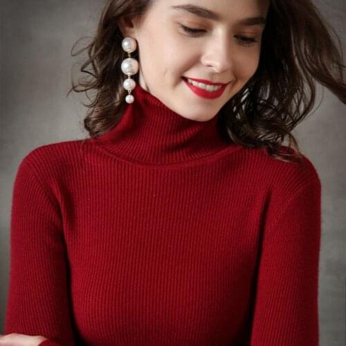 Autumn Winter Women Knitted Turtleneck Sweater Shirts Casual Soft Jumper Slim Elasticity Pullover
