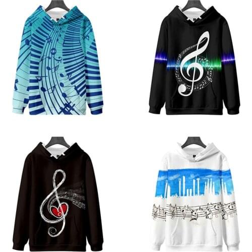 New Fashion Hip Hop Print Music Note 3d Hoodies Pullover Costume Men Women Hoodie Long Sleeve Harajuku 3D Hooded Sweatshirt Tops