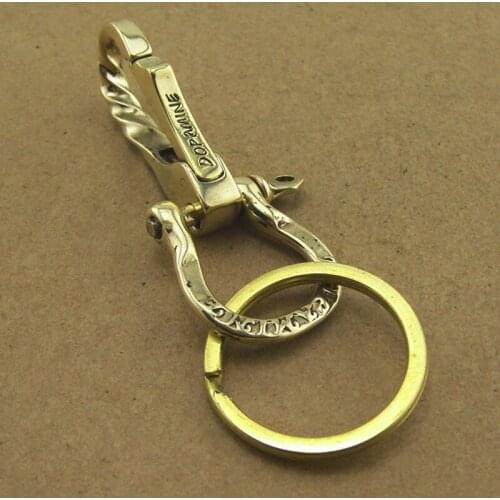 Pure brass U-shaped Cloth buckles horseshoe buckle vintage keychain bag key ring DIY Lobster Clasp Swivel Hook with Buckle