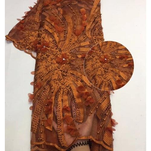 High quality Swiss Voile cord Organza pearls African embroidered beaded stones 3D flowers applique french mesh tulle lace fabric