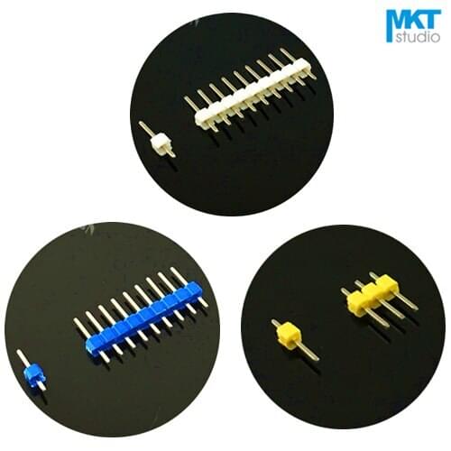 100Pcs 5 Color Gold Plated 2.54mm Pitch Single Row PTH Male Pin Header Strip For Arduino 11P 12P 13P 14P 15P 16P 17P 18P 19P 20P