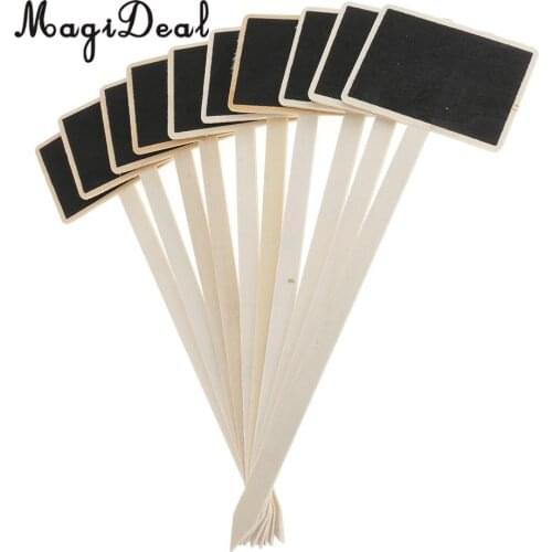 100 Pieces Mini Wooden Hanging Tags Blackboard Chalkboard Wooden with Stick Tags, Multi Uses