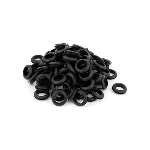 18mm Cable Hole Dia Electrical Firewall Wiring Gasket Rubber Grommet 100Pcs