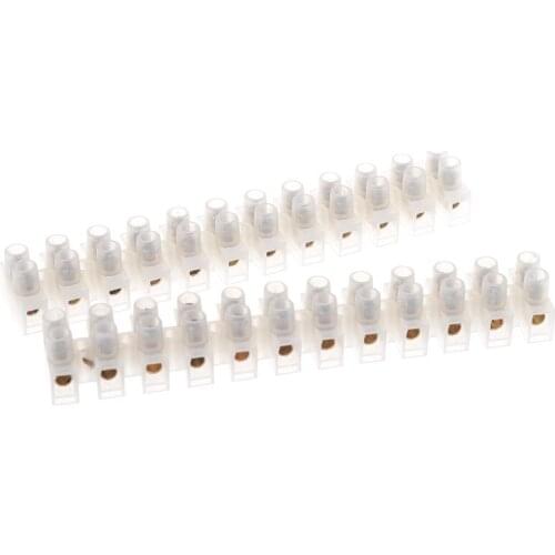 2 Pcs 10A Dual Row Connector 12 Position Wire Barrier Terminal Strip Block 24 Connection Screws #1A40707