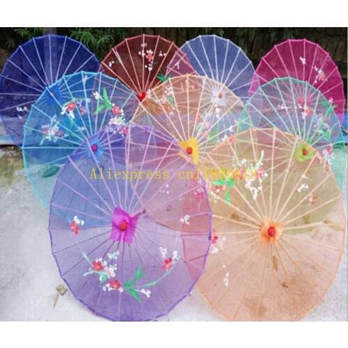 20pcs/lot Wholesale Wedding Clear Umbrella Flower silk cloth vintage umbrella dance umbrella bamboo for children adult