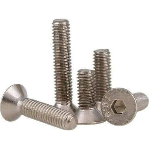 25pcs M4M5 M6M8 Grade 10.9 nickel-plated countersunk / flat head hexagon socket screws