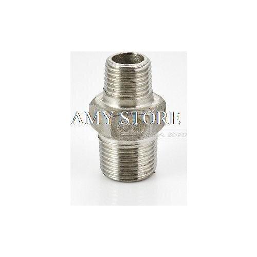 5PCS Hex Nipple 3/8"x1/4" Male BSPT Stainless Steel 304 Threaded Reducer Pipe Fitting