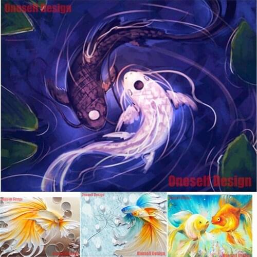 Freat 5d diamond embroidery full set fish lover diamond mosaic sale fish couple paintings from diamonds painting decoration home