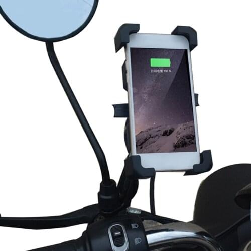 G5AA 12-24V Motorcycle QC3.0 USB 15W Wireless Charger Mount Motorbike Phone Holder Mirror Base USB Charger for Cellphone